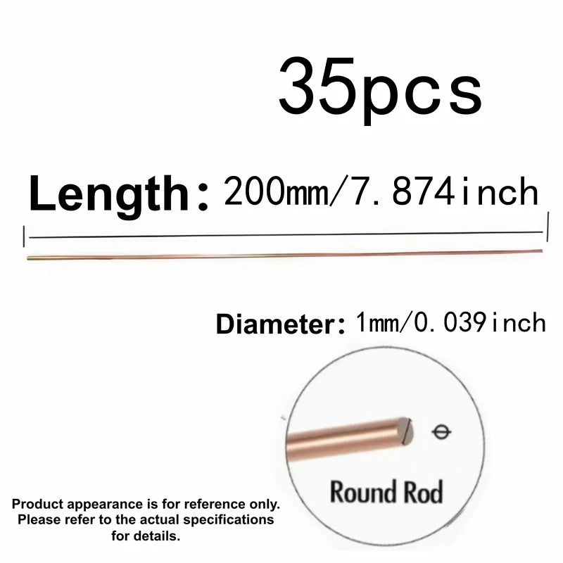 35 Pcs Phosphor Copper Welding Rods (1mm×200mm) | Flux-Free, for AC, Repair, Welding