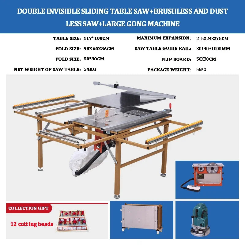 Manufacturer Direct Sales Multifunctional Woodworking Saw Table Dust-free Saw Precision Guide Folding Electric Panel Saw