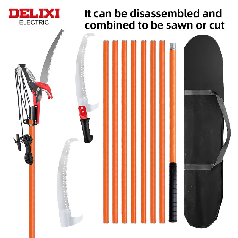 Delixi Electric 2 In 1 Telescopic Tree Pruning Saw 9 26 Ft With Branch Shears