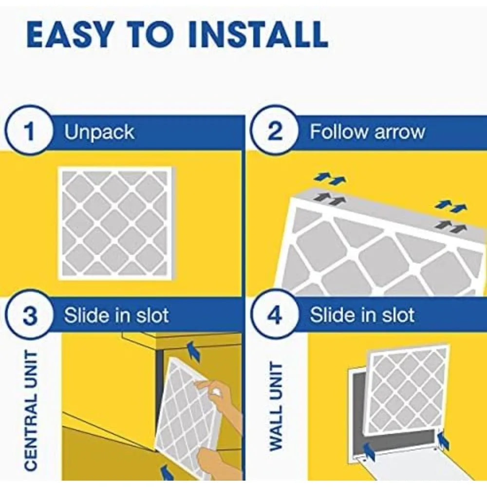 6 Pack 16x25x1 MERV 11 HVAC Air Filters For Allergies Dust Pet Dander Smoke