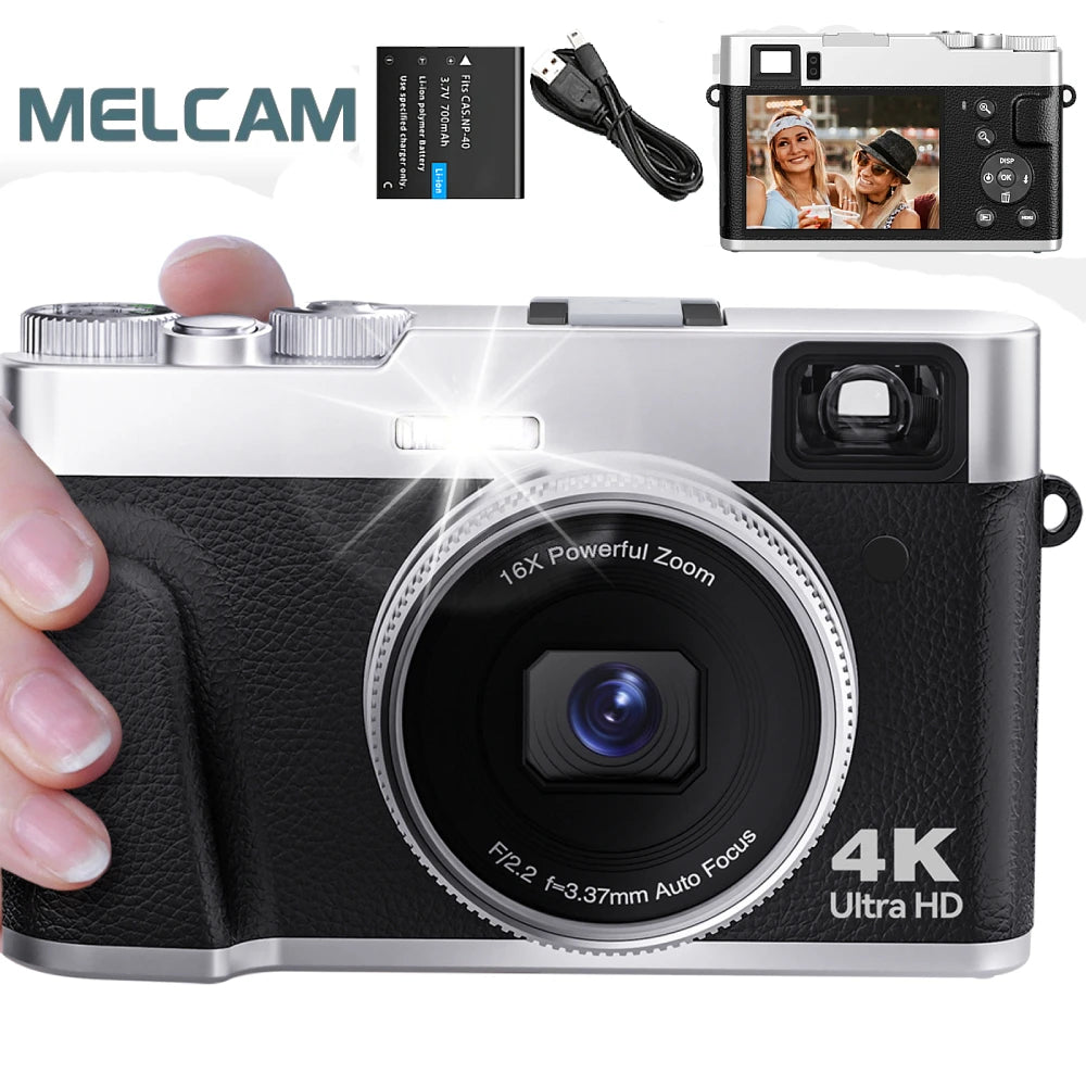 4K Digital Camera Auto Focus 48MP Vlogging Camera for YouTube Anti Shake Video Camera with Viewfinder Flash and Dial 16X Zoom