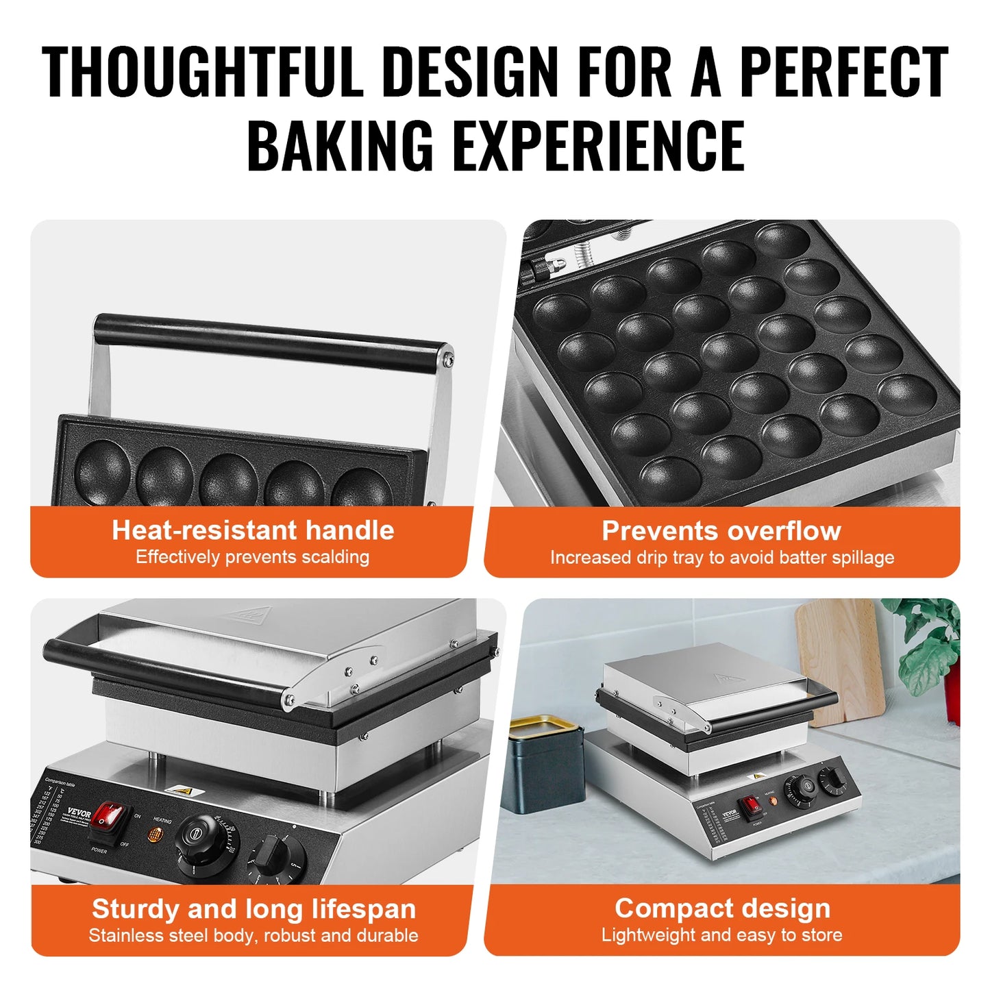 SucceBuy 25 Piece Electric Waffle Maker Mini Dutch Pancake Dorayaki Machine for Kitchen Home Appliance Snack Gaufriers