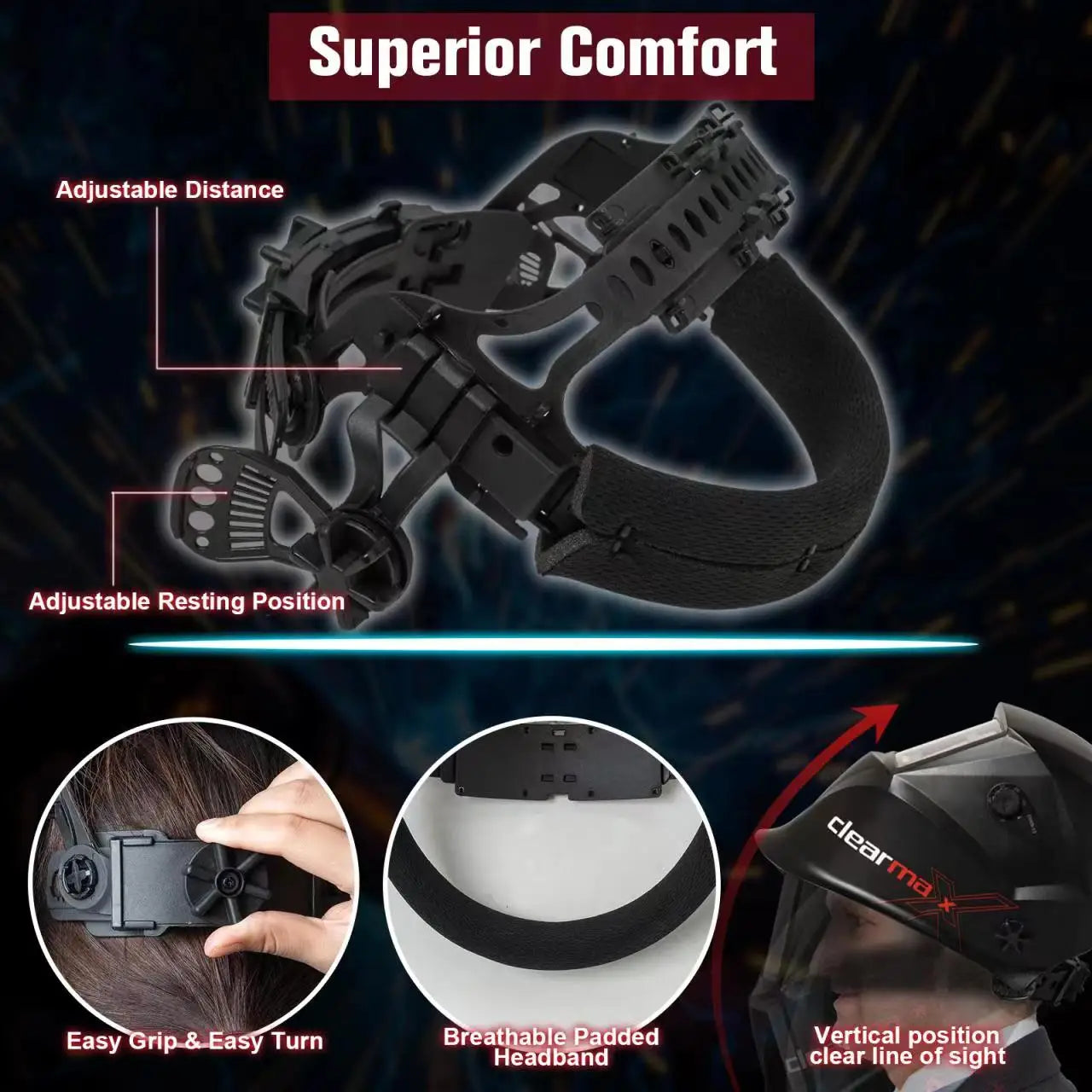 ARCCAPTAIN Welding Helmet Welder Mask Chameleon Large View True Color Solar Power Auto Darkening Welding For Arc Weld Grind Cut