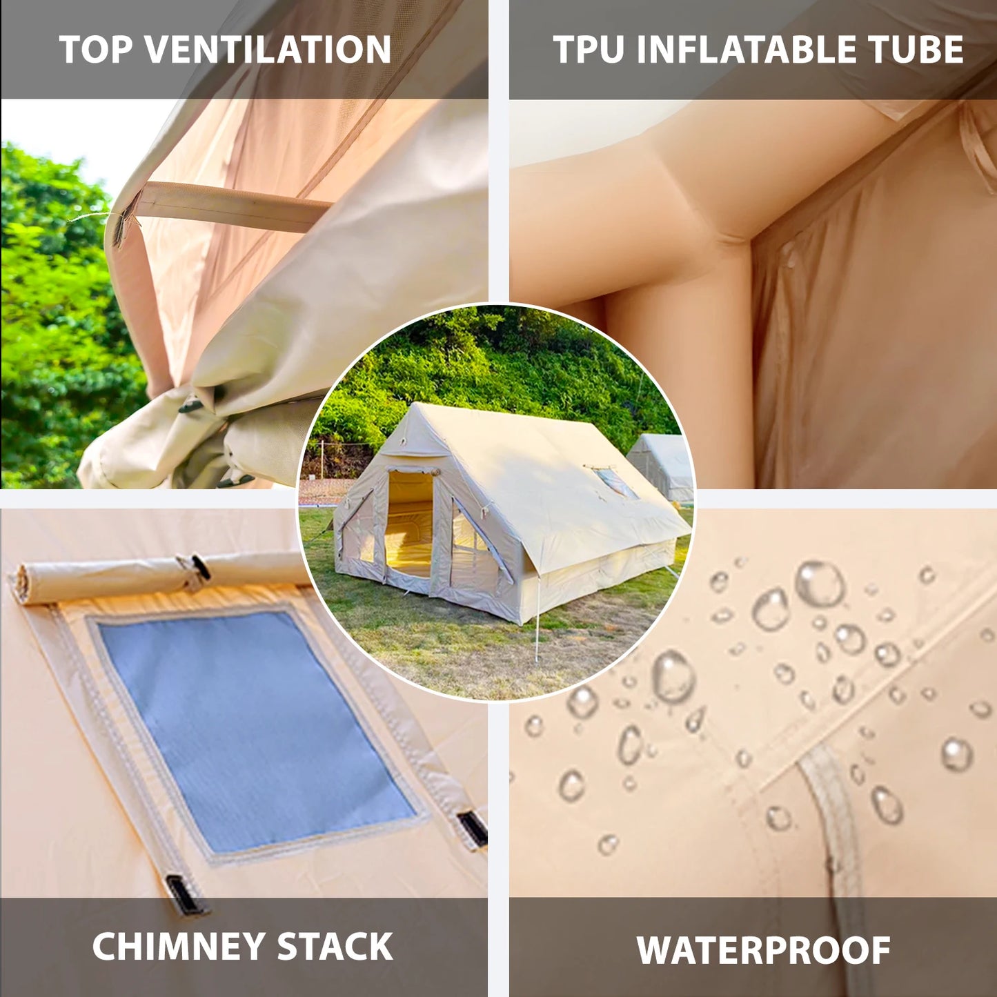 Large Inflatable Camping Tent with Hand Pump Easy Setup Portable Design for 8 Plus Users