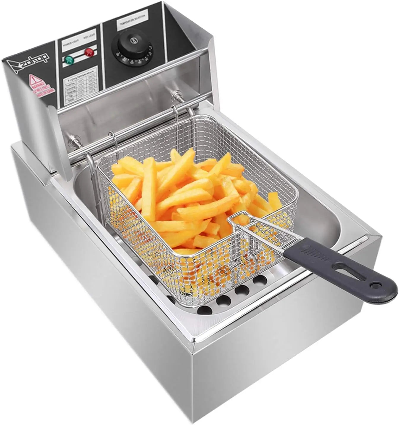 Electric Fryer 6L Commercial Electric Countertop Stainless Steel Deep Fryer Basket for French Fries Restaurant and Home Kitchen