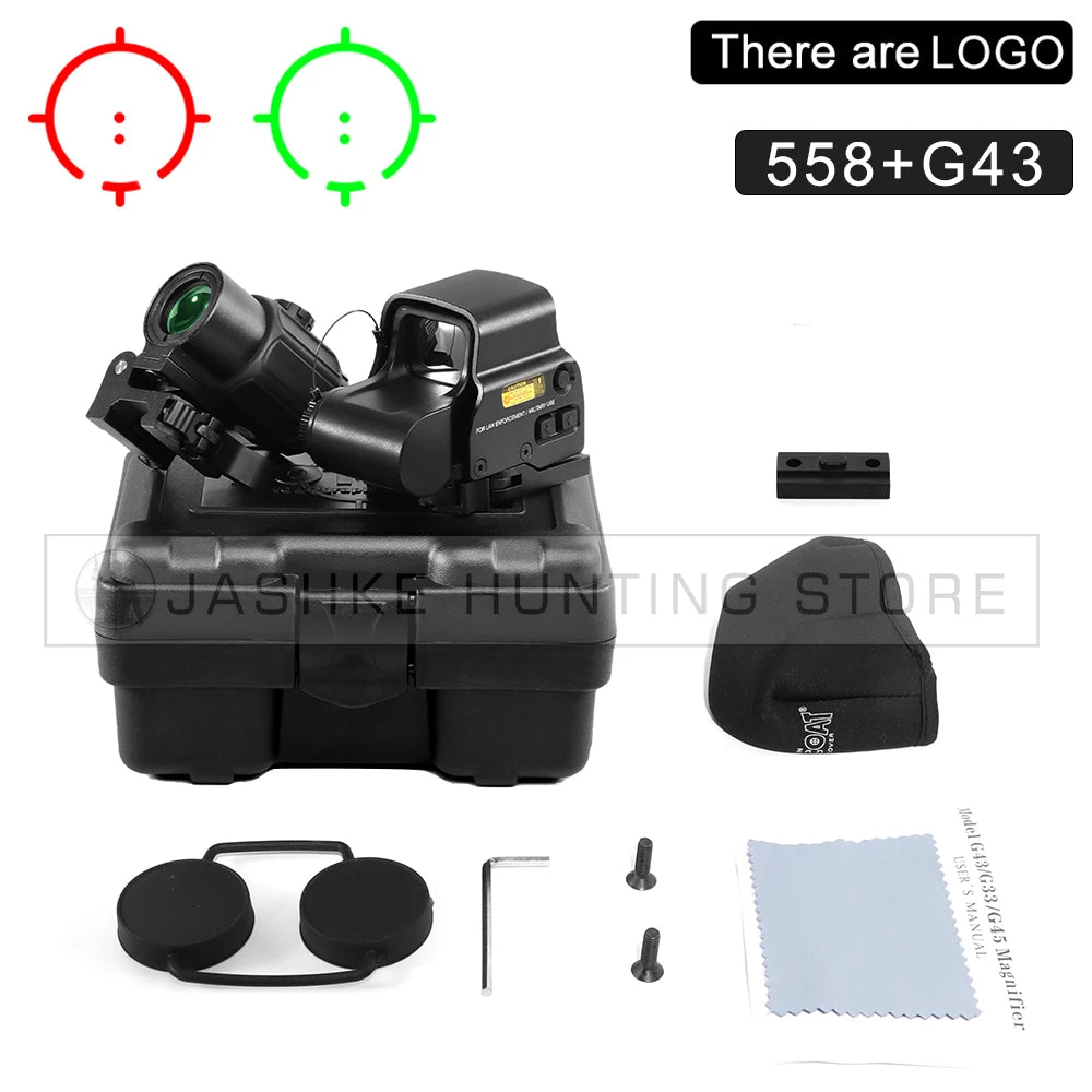 Tactical Airsoft G45 5X Magnifier 558 553 EXPS3 Red Dot Combo Scope Optics QD Mount for 20MM Rail Mount