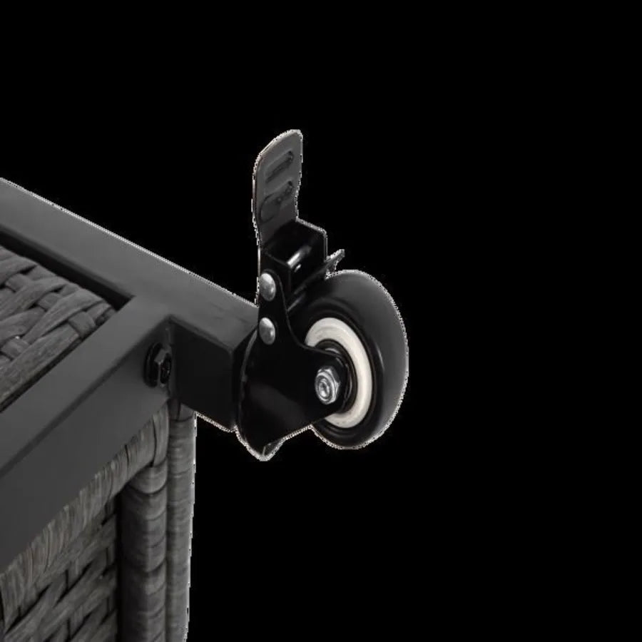 Large Bar Cart Outdoor Kitchen Wicker Island Rolling Cart Storage Cabinet with Wheels and Stainless Steel Extended Table Top