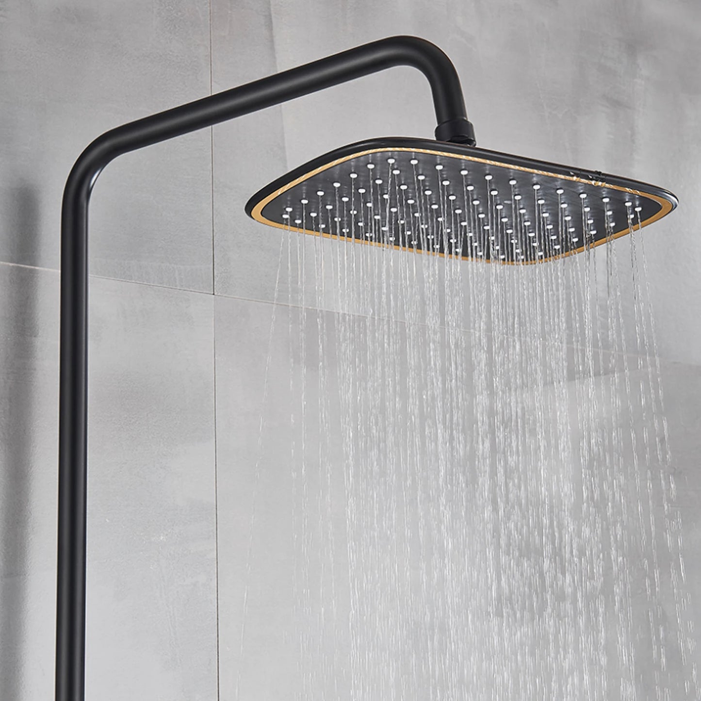 Black Shower Set Faucet Rainwater Manual System High Quality Pure Lead Free Copper Material Good Water Saving Performance