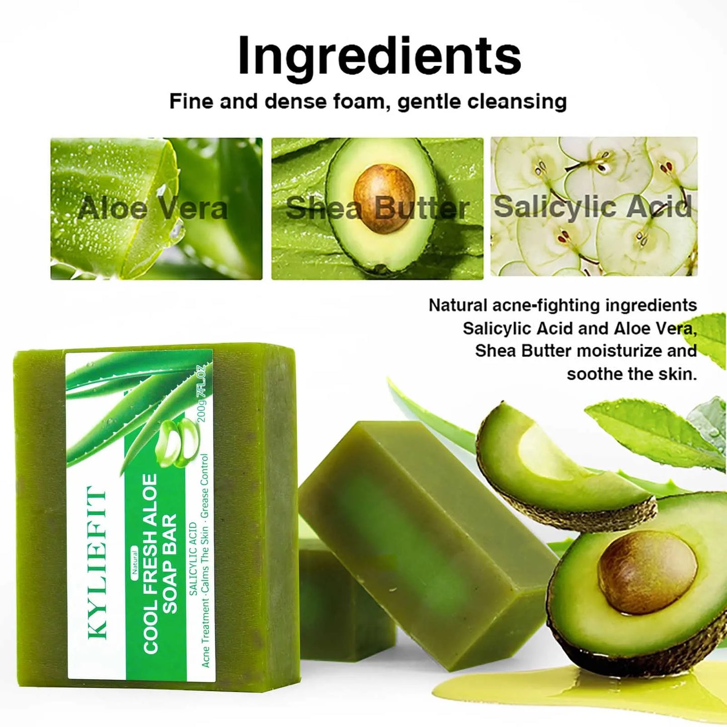 AILKE Aloe Vera Whitening Soap For Acne Clear Radiant All Skin Types Vegan