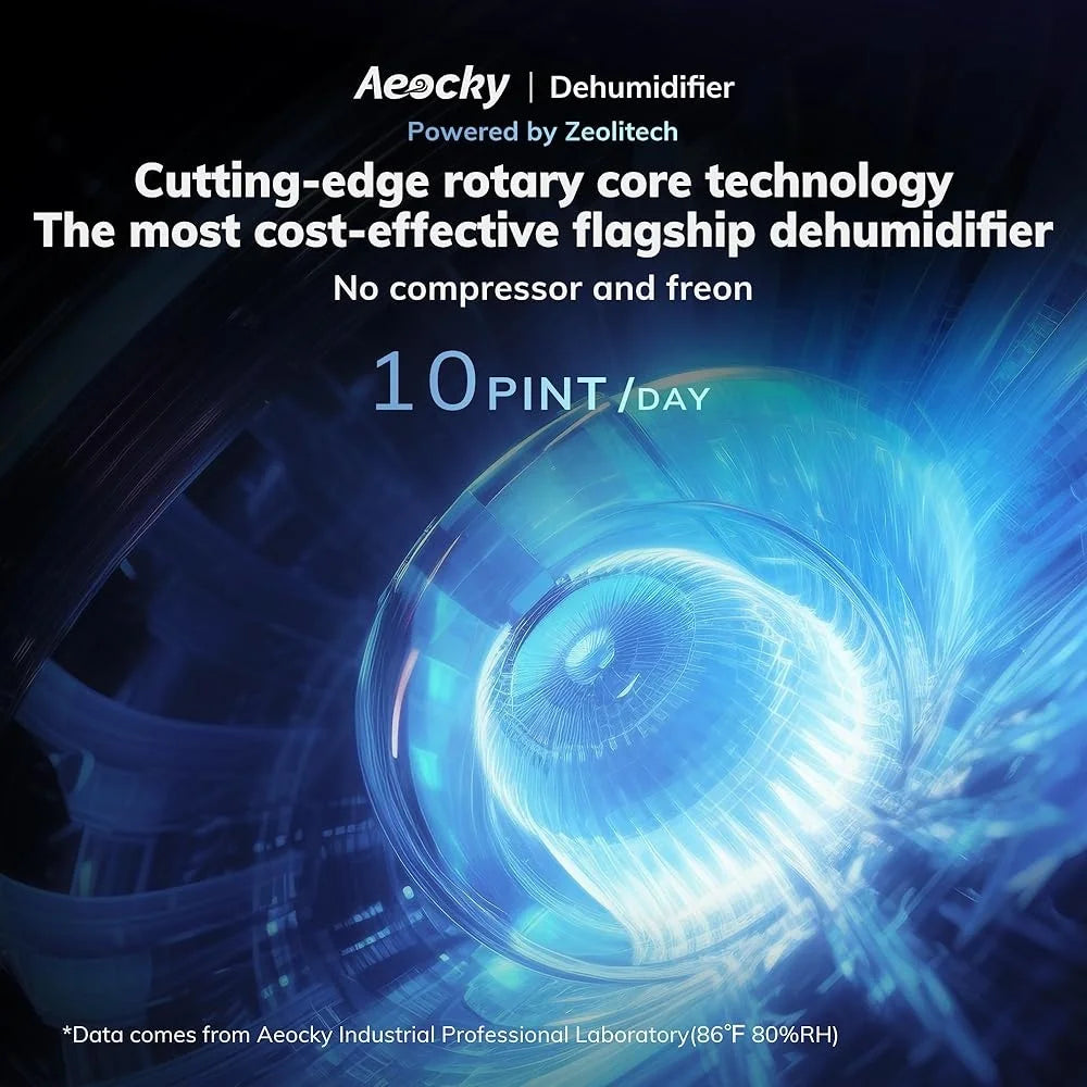 1200 Square Feet Rotary Dehumidifier 10 Pint Ultra Quiet Portable Desiccant with Drain Hose Non Frosting for Bedroom Bathroom RV