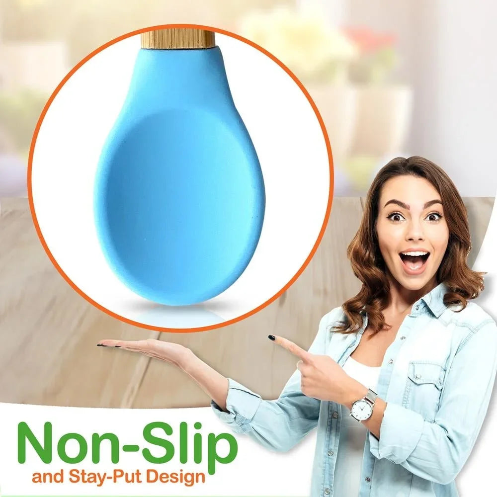 2 Piece Baby Toddler Spoon Set Bamboo Silicone BPA Free