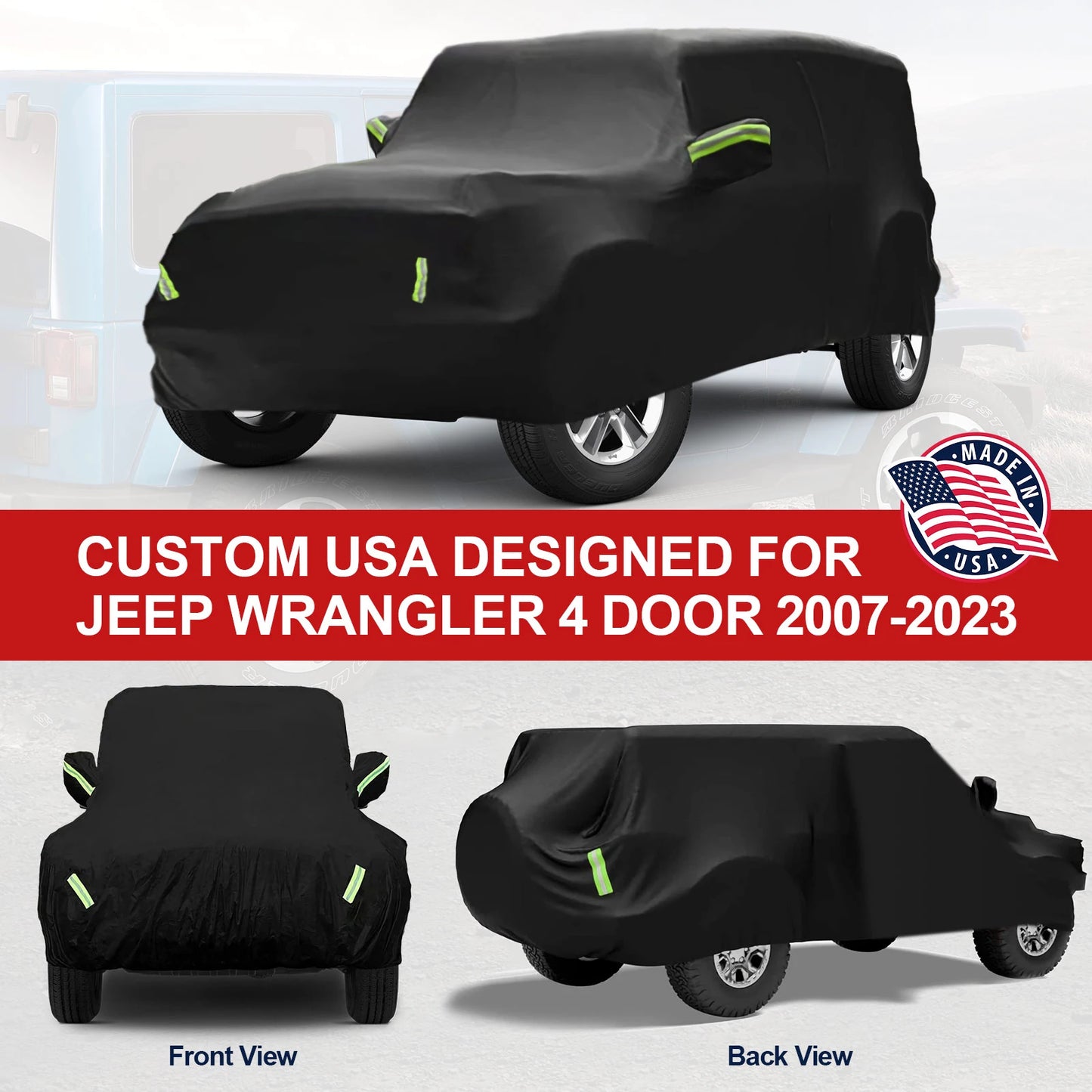 Full Car Cover Outdoor Waterproof Dust Proof Resistant Protection Polyester Durable for Dodge Challenger Jeep Wrangler 2008 to 2023