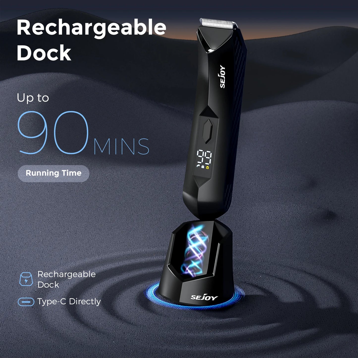 Sejoy T8S Electric Groin Hair Trimmer Men Rechargeable Body Groomer Waterproof