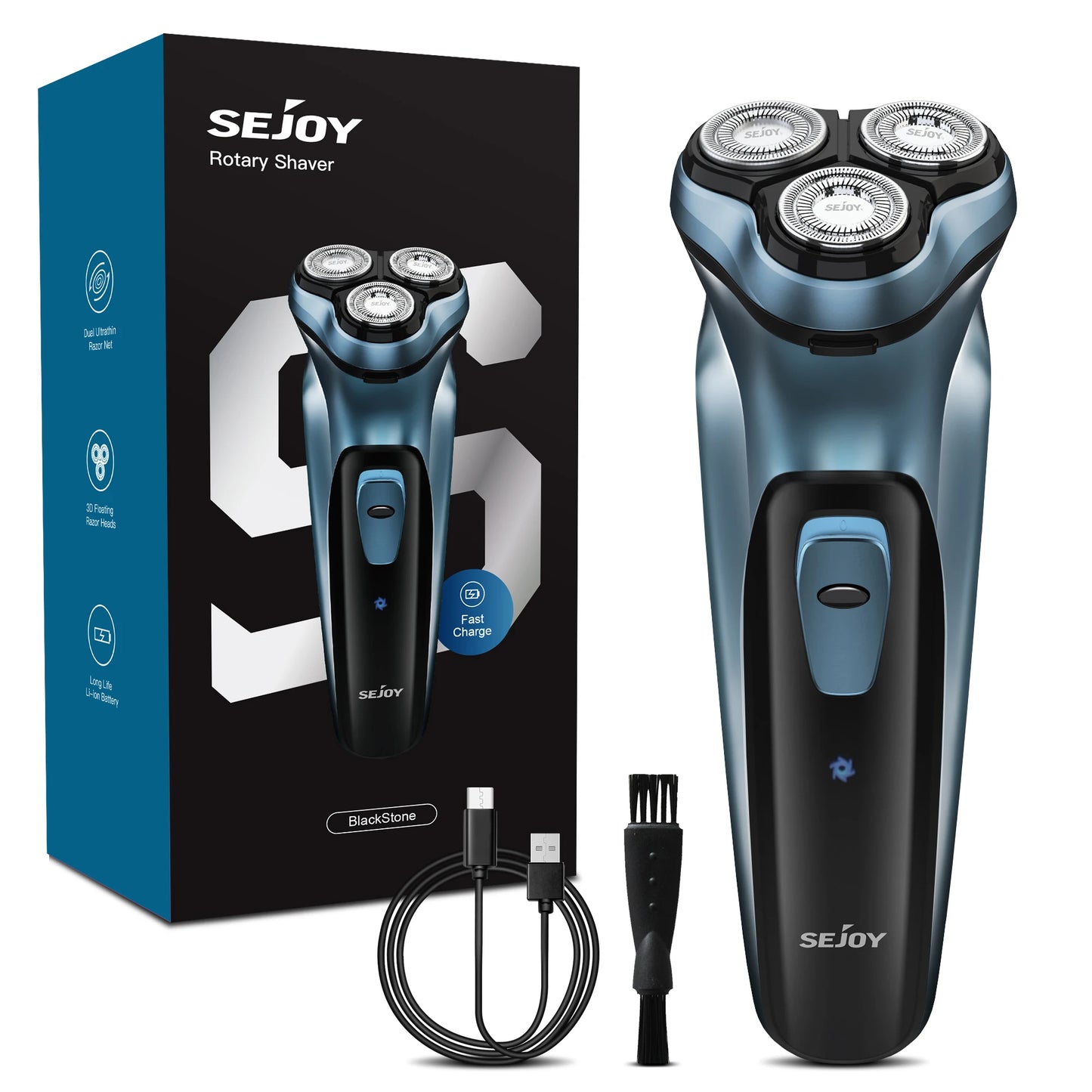 Sejoy 2 In 1 Electric Rotary Shaver Type C 3D Floating Blade Washable