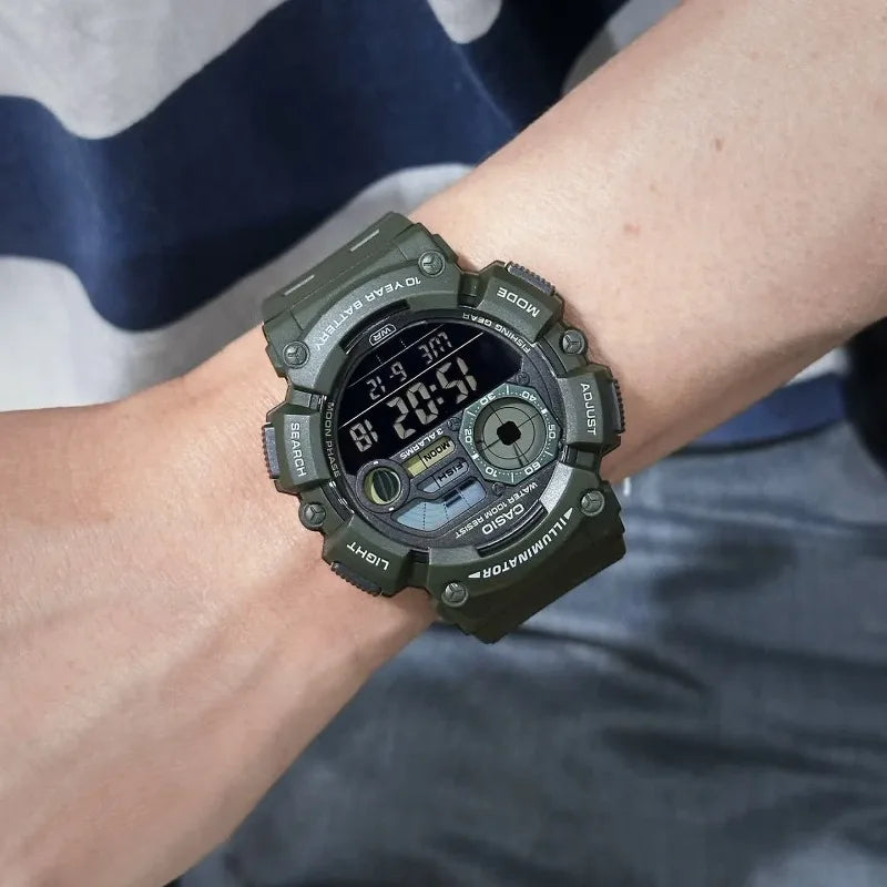 Casio WS-1500H Series Men's Large Dial Wristwatch Multifunctional Digital Display Waterproof Sports Leisure Electronic Watch