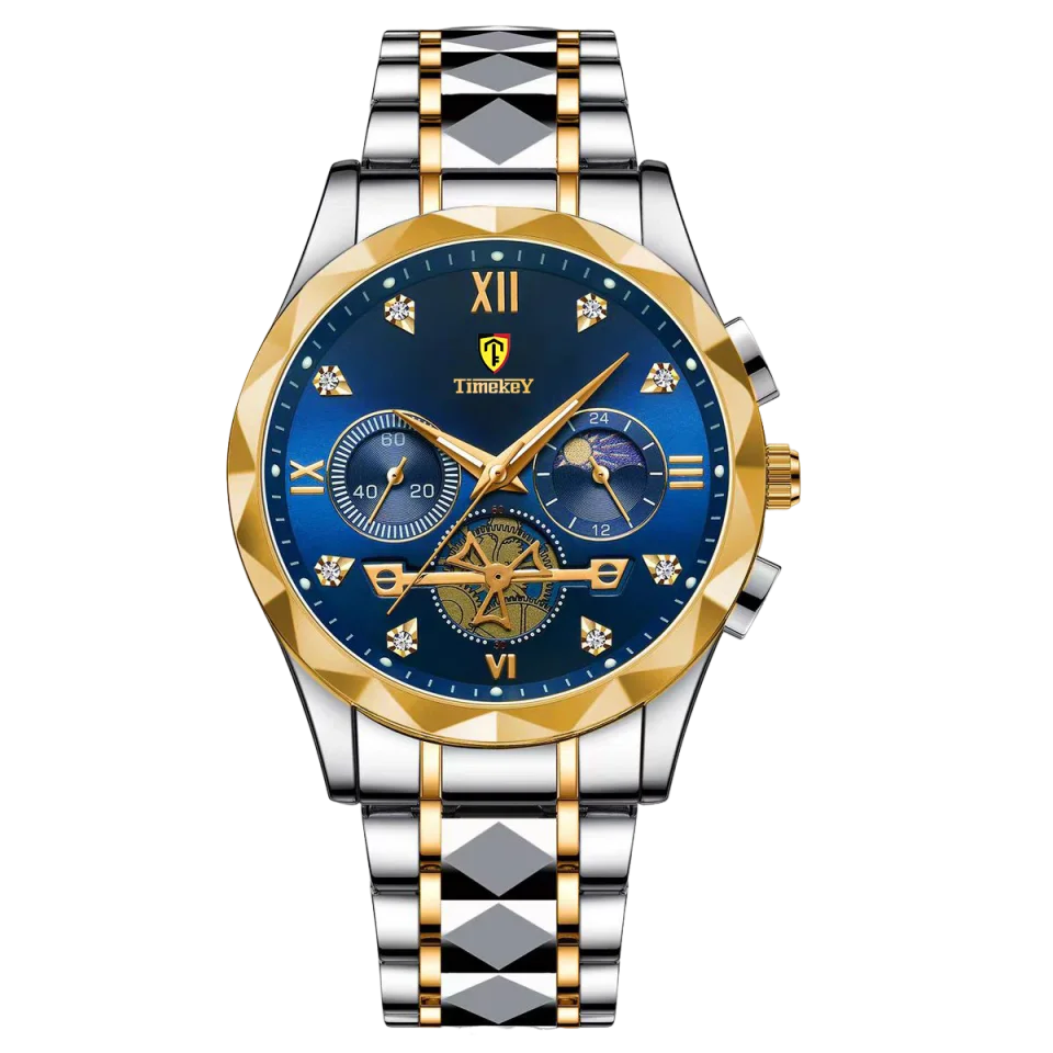 Luxury Quartz Watch for Men Waterproof Sports Leather Chronograph Luminous Design with Box