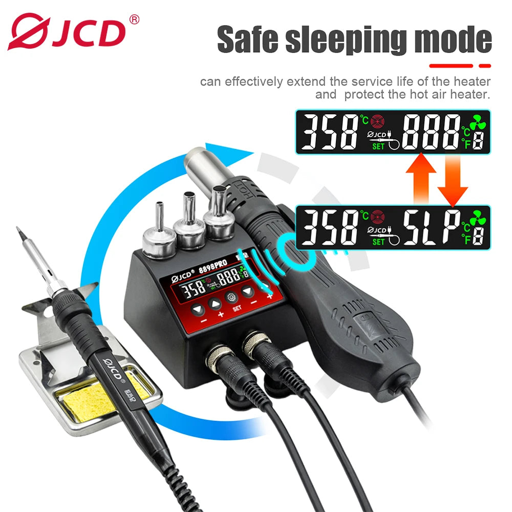 JCD 8898 Soldering Station 750W 2 in 1 Soldering Iron Hot Air Gun Rework Welding Station For Phone BGA SMD Welding Repair Tools