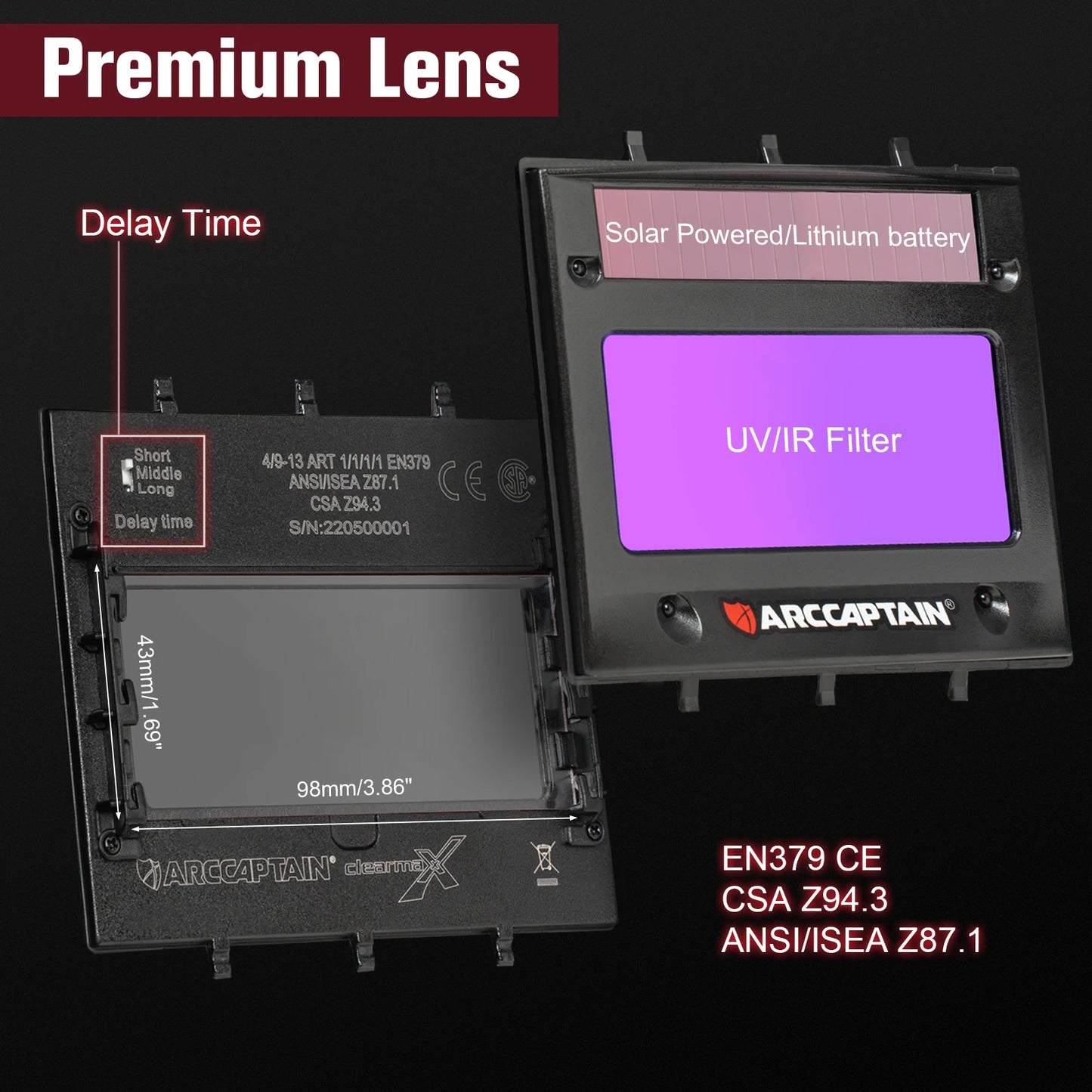 ARCCAPTAIN Welding Helmet Welder Mask Chameleon Large View True Color Solar Power Auto Darkening Welding For Arc Weld Grind Cut