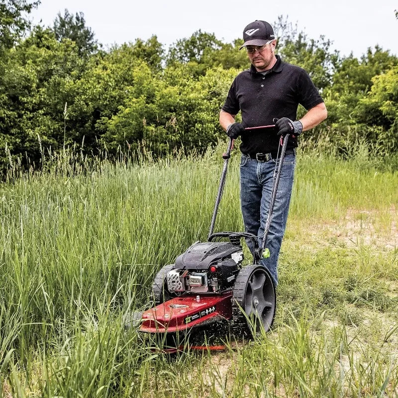 Home Walk Behind String Mower With 160cc Viper 4 Cycle Engine 22 Inch Cutting Diameter 14 Inch Never Go Flat Wheels Easy Assembly Adjustable Handlebar Model 40314