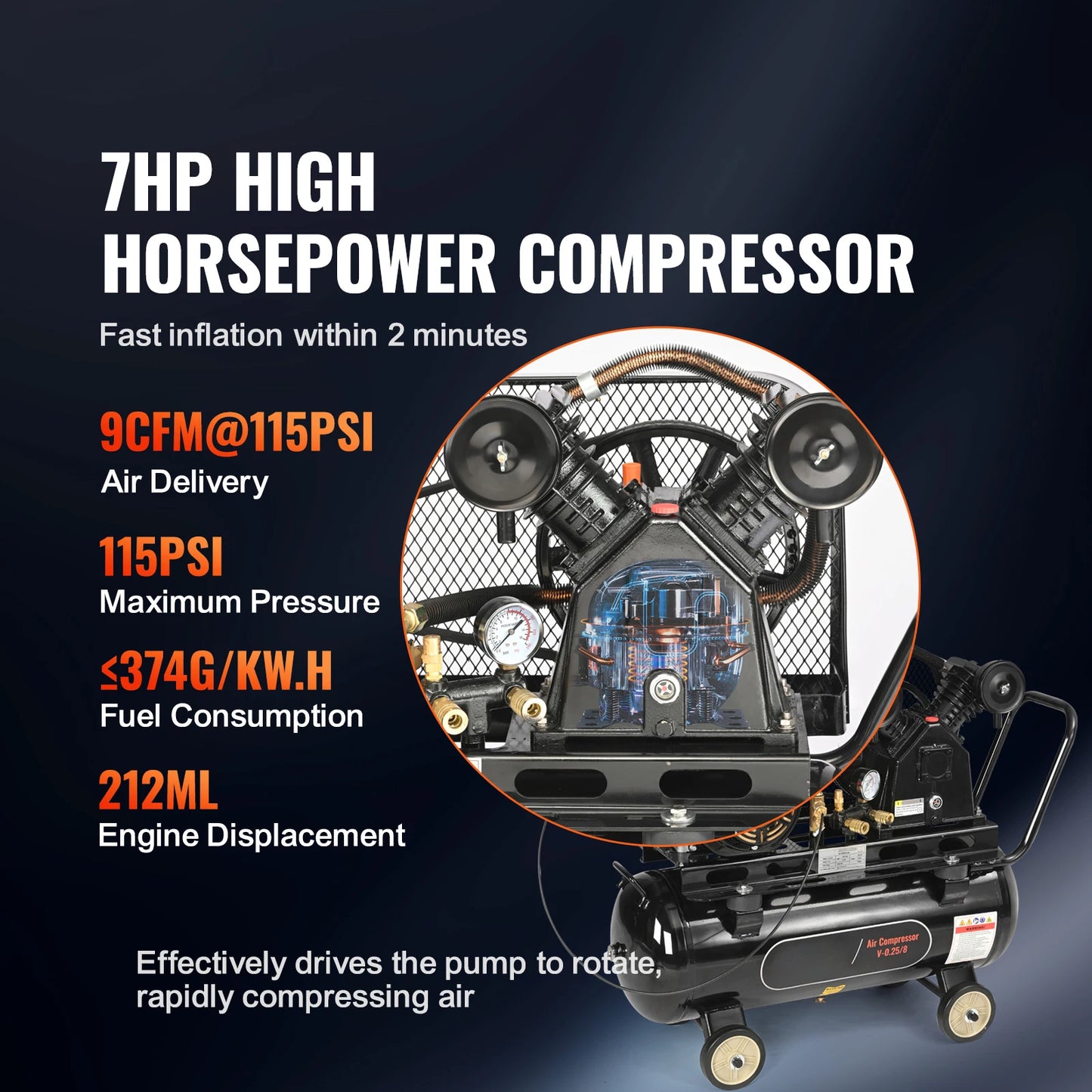 Electric 15HP Air Compressor 10 20 30 Gallon Tank 115 PSI For Workshop