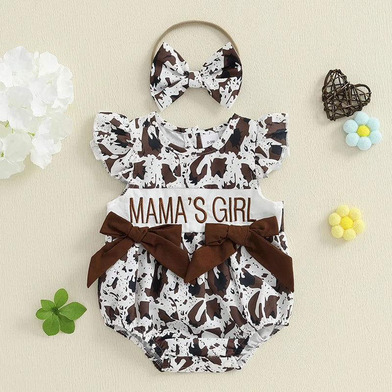 Toddler Girl Mothers Day Floral Romper Embroidered Bow