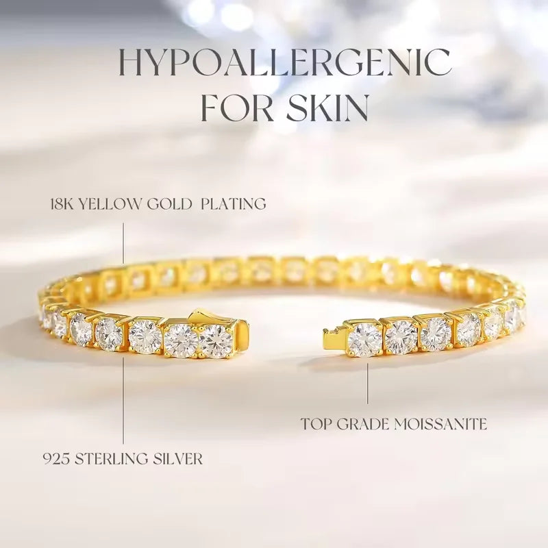 Jiuzuan Moissanite Tennis Bracelet 3mm 4.7 5.9 Carat 925 Sterling Silver D VVS1