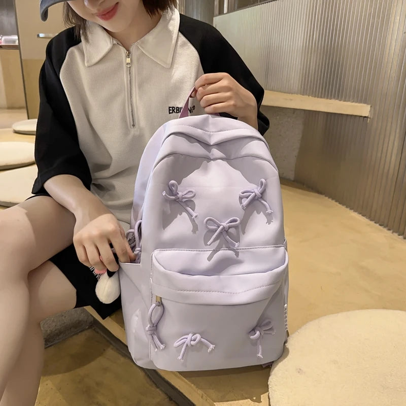 Fashion Bow Backpack Laptop Rucksack Large Capacity Daypack