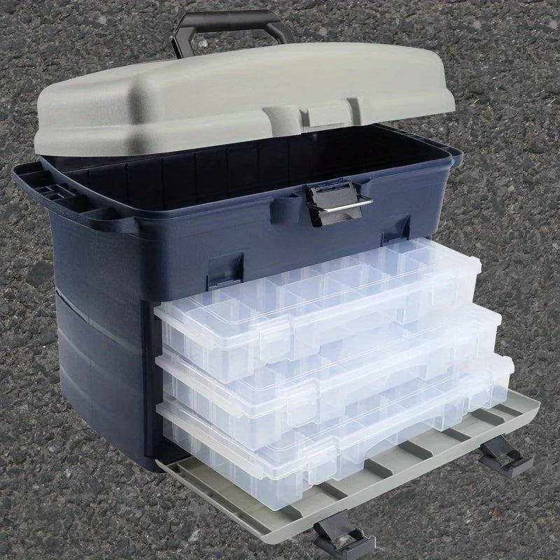 Ackibbik Large Fishing Tackle Box Organizer with Three Drawers for Storage and Organization