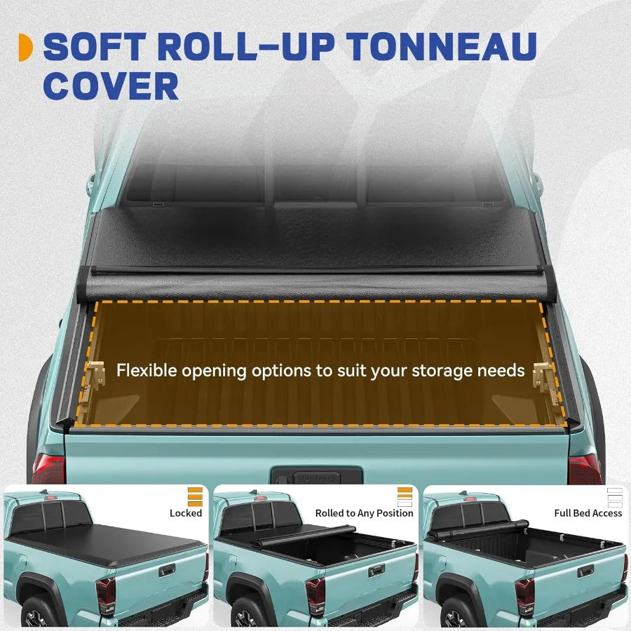 Soft Roll Up Tonneau Cover Fits Chevy Colorado GMC Canyon 2015 2025 5.2ft Bed