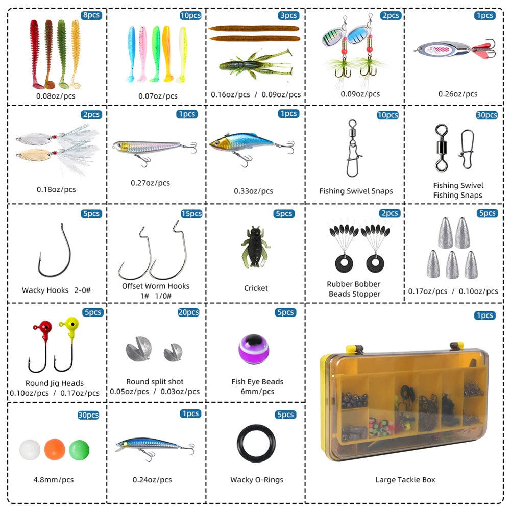 Fishing Lures Kit With Soft And Hard Baits Hooks Swivels Weights Gifts For Men