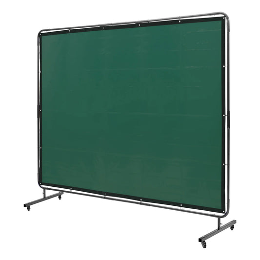 SucceBuy Welding Curtain Screen w/ Frame Flame-Resistant Vinyl Welding Protection Screen 4 Swivel Wheels for Workshop/Industrial