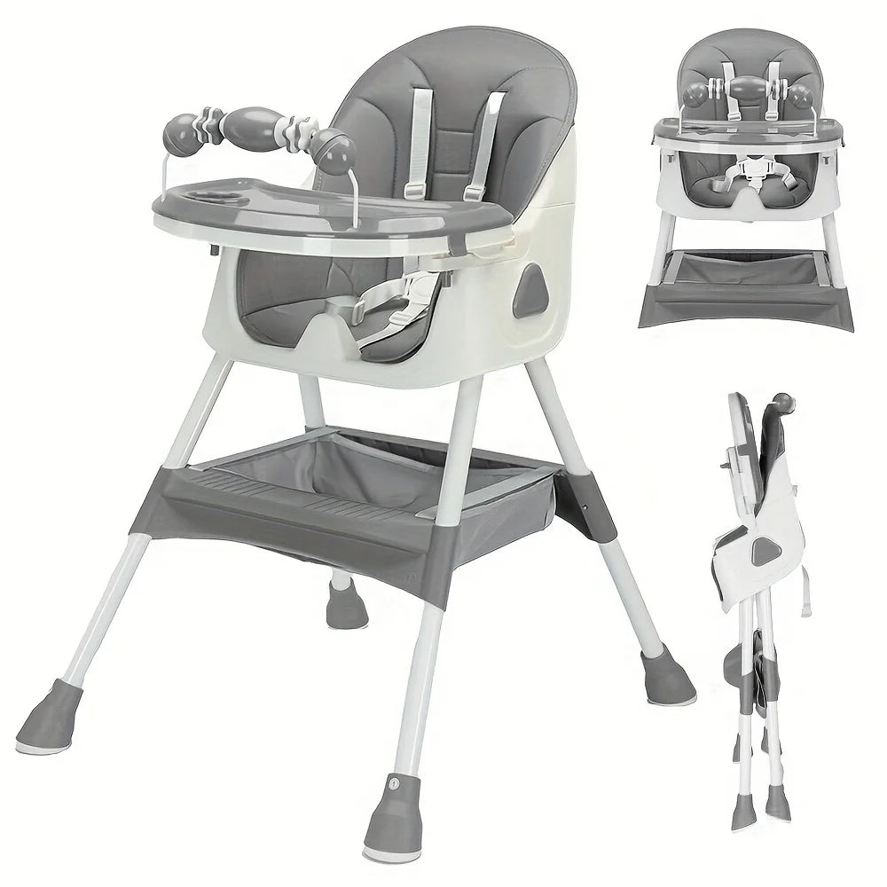 Ubravoo Foldable Baby High Chair with Large Antislip Pad and Toy Rack Easy to Clean Feeding E500