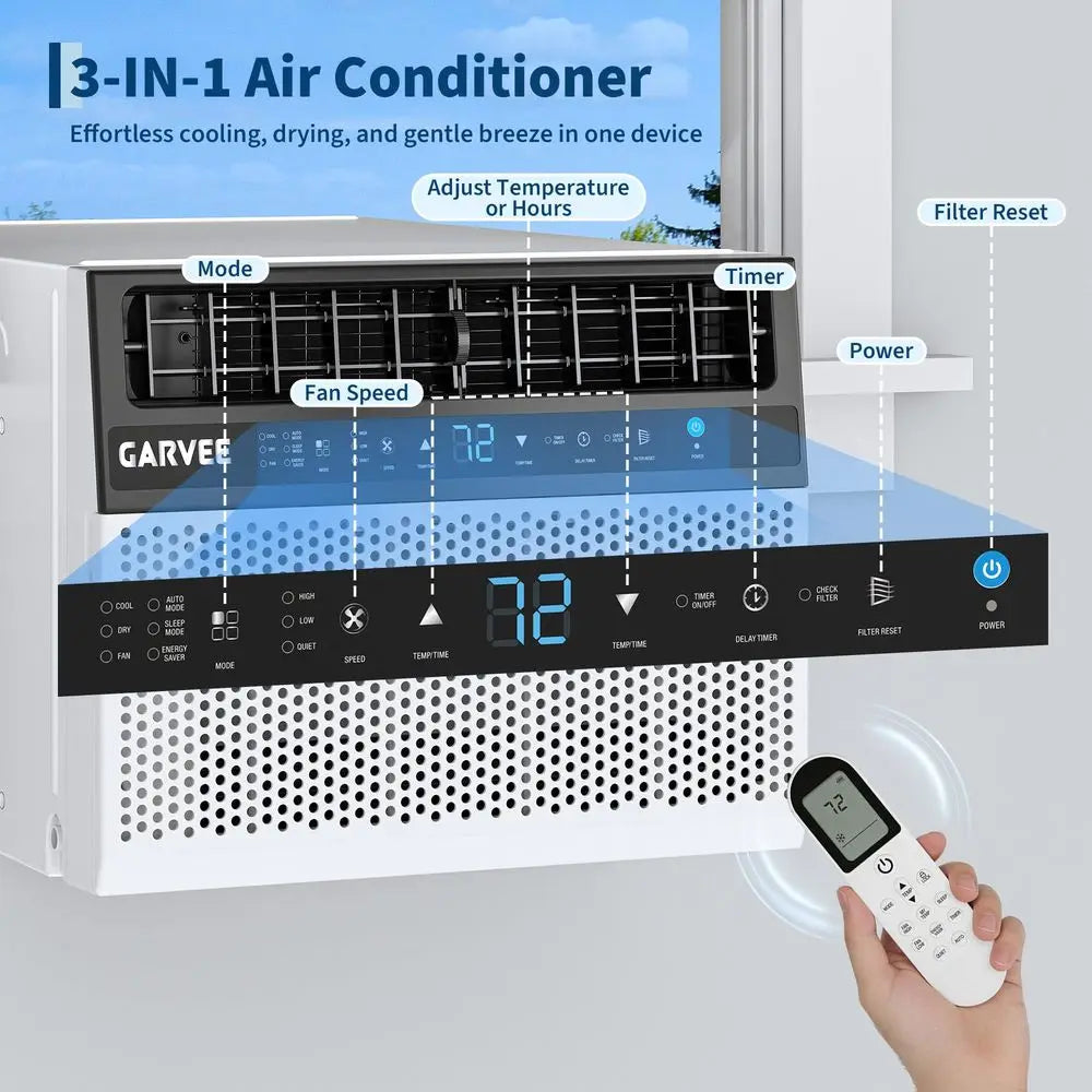 6000 BTU UShaped Window Air Conditioner, Cools Up to 269 Sq.Ft., Ultra Quiet Operation, Energy Efficient, Includes Remote Contr