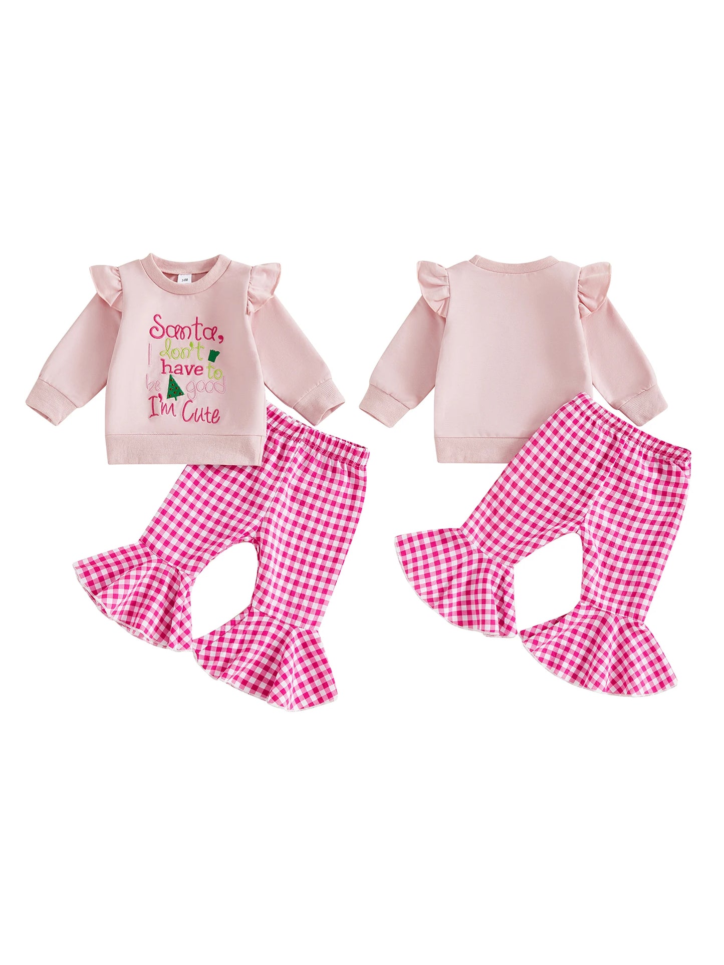 Infant Girls Christmas Outfit Pullover And Plaid Pants