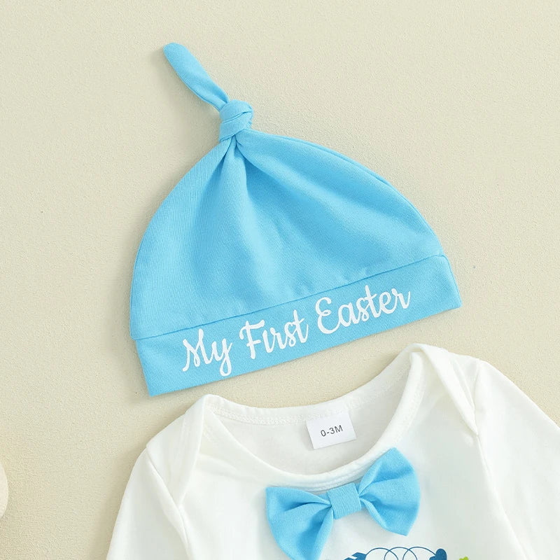 Baby Boy Dinosaur Romper Summer Set With Hat And Shorts