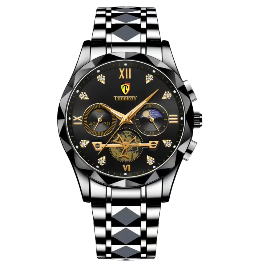 Luxury Quartz Watch for Men Waterproof Sports Leather Chronograph Luminous Design with Box