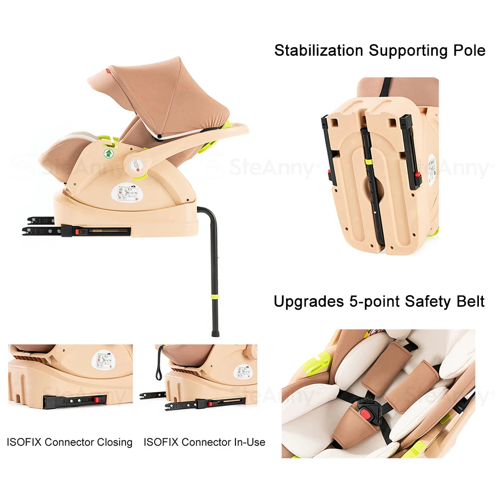 3 In 1 Baby Stroller Baby Travel System Baby Carriage With Isofix Base Foldable Newborn Pram Reversible Standard Stroller