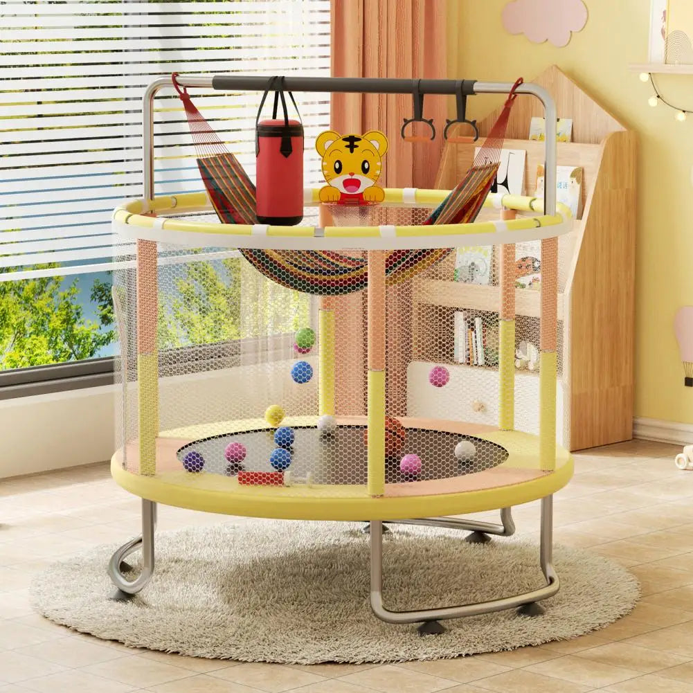 5FT Kids Indoor Outdoor Trampoline with Basketball Hoop Swing Sandbag Ocean Balls Enclosure Net