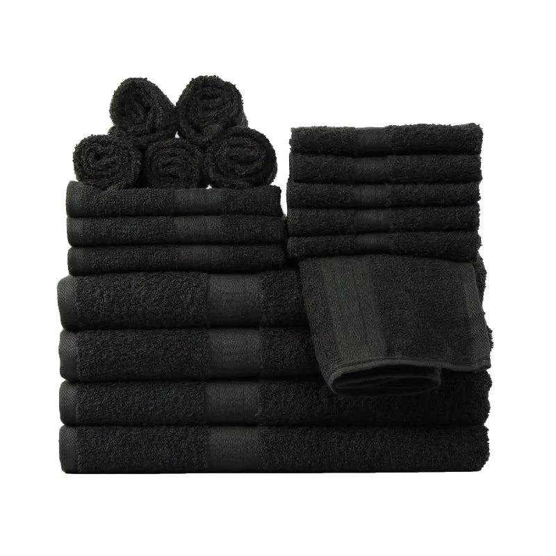 18 Piece 100 Percent Cotton Towel Set with 4 Bath Towels 4 Hand Towels and 10 Face Towels Soft and Super Absorbent