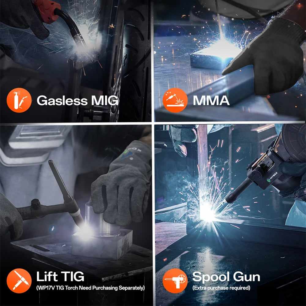 Hitbox 145A 4 In 1 Process MIG MMA MIG Lift TIG Welder Spool Gun LED Display