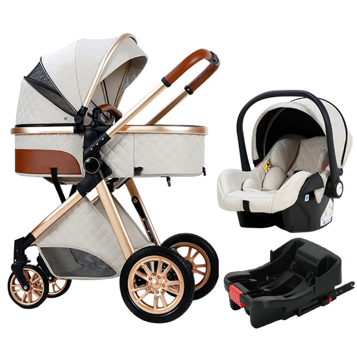 Luxury Portable Travel Pram 3 in 1 Baby Stroller High Landscape Pushchair Newborn Travel Stroller