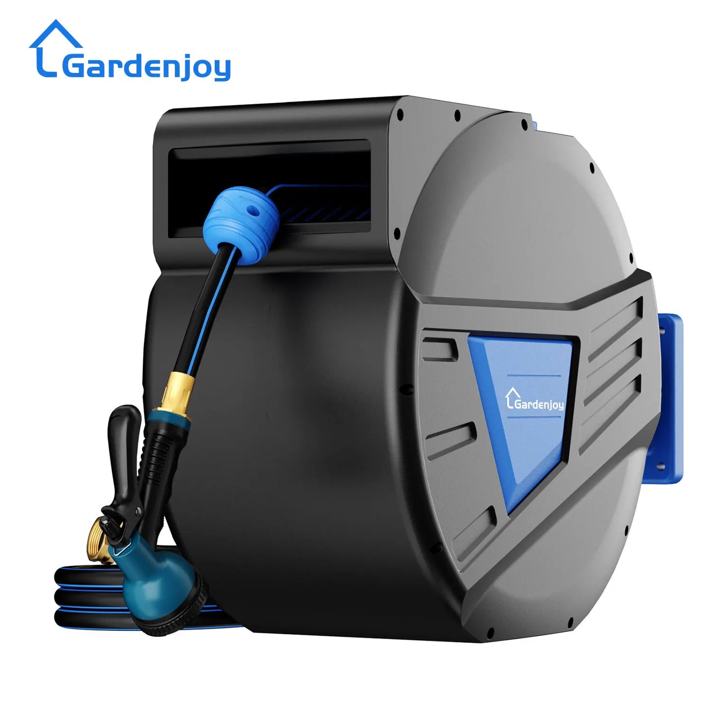 GardenJoy Retractable Hose Reel 65ft Wall Mounted With Locking Mechanism