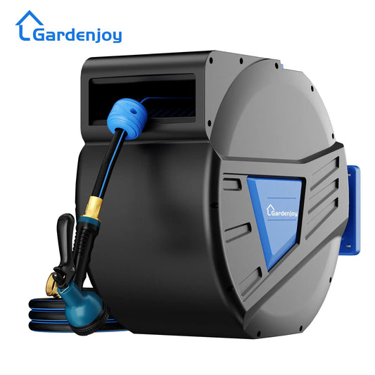 GardenJoy Retractable Hose Reel 65ft Wall Mounted With Locking Mechanism