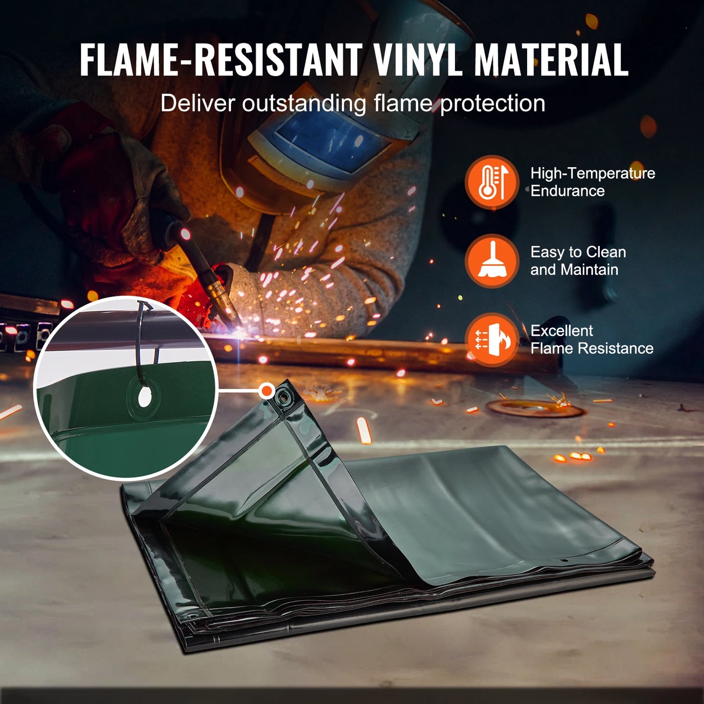 SucceBuy Welding Curtain Screen w/ Frame Flame-Resistant Vinyl Welding Protection Screen 4 Swivel Wheels for Workshop/Industrial