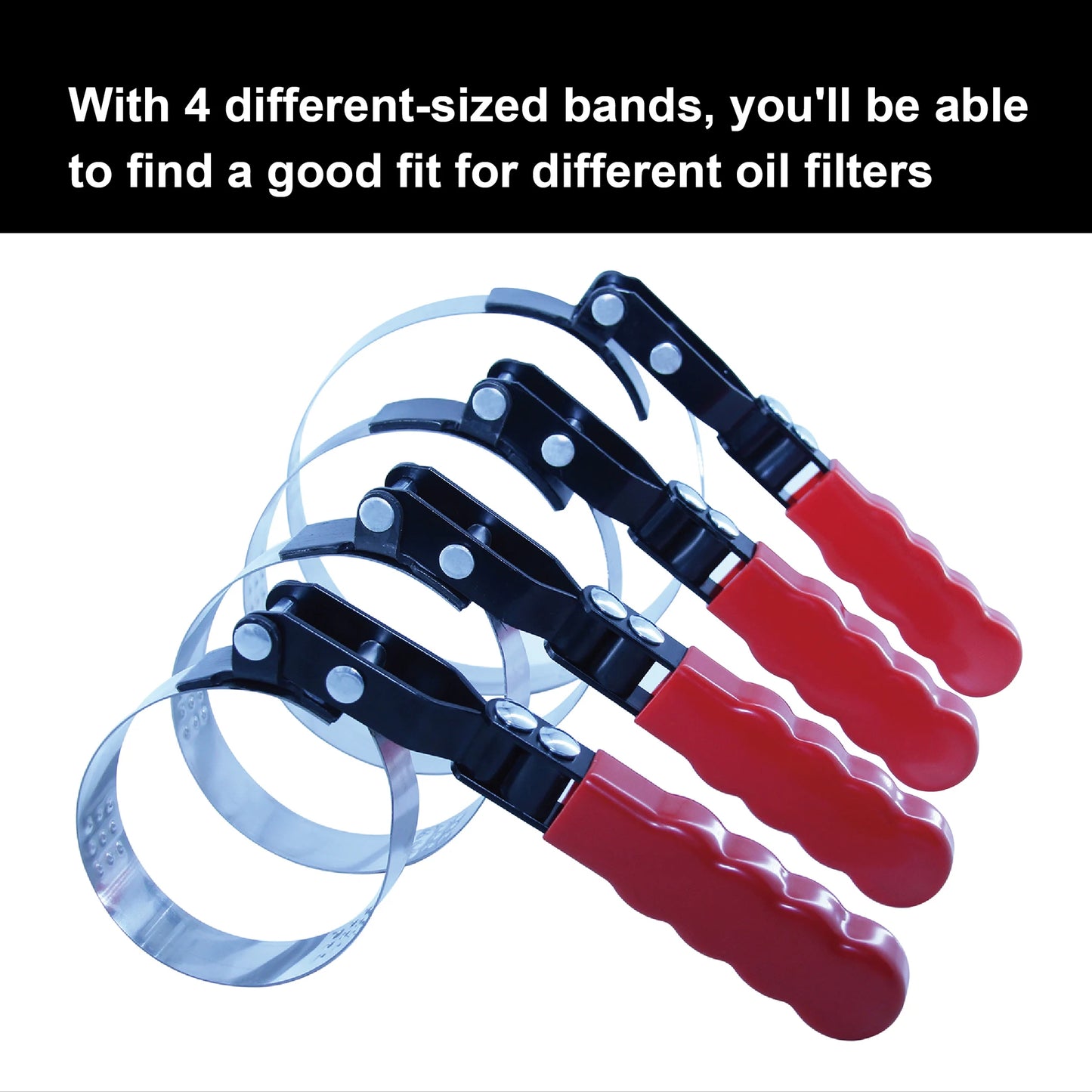 4Pc Oil Filter Wrench Set Swivel Truck Gripper 180 Degree