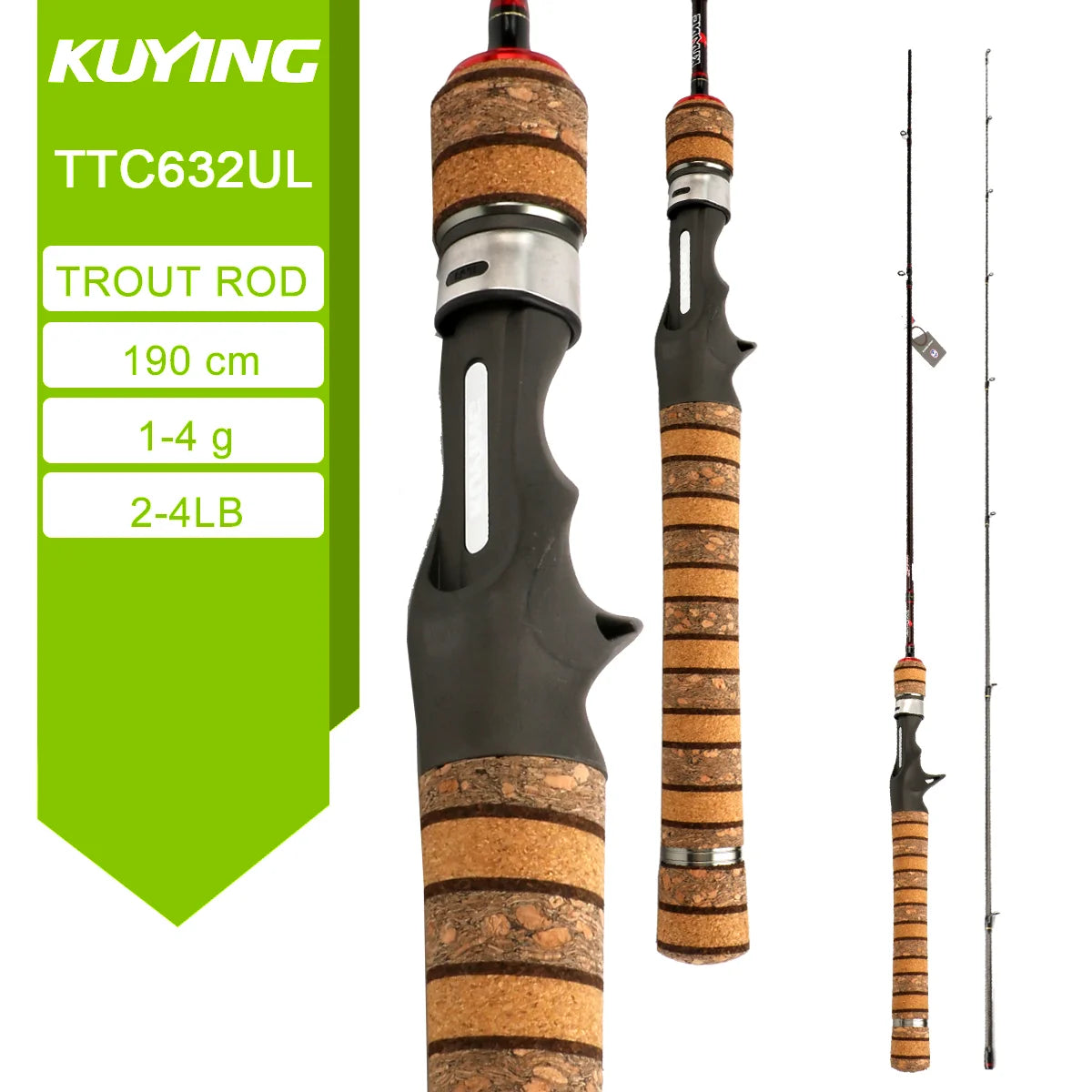 Kuying Teton Carbon Lure Rod Six To Ten Pound Casting Spinning River USA