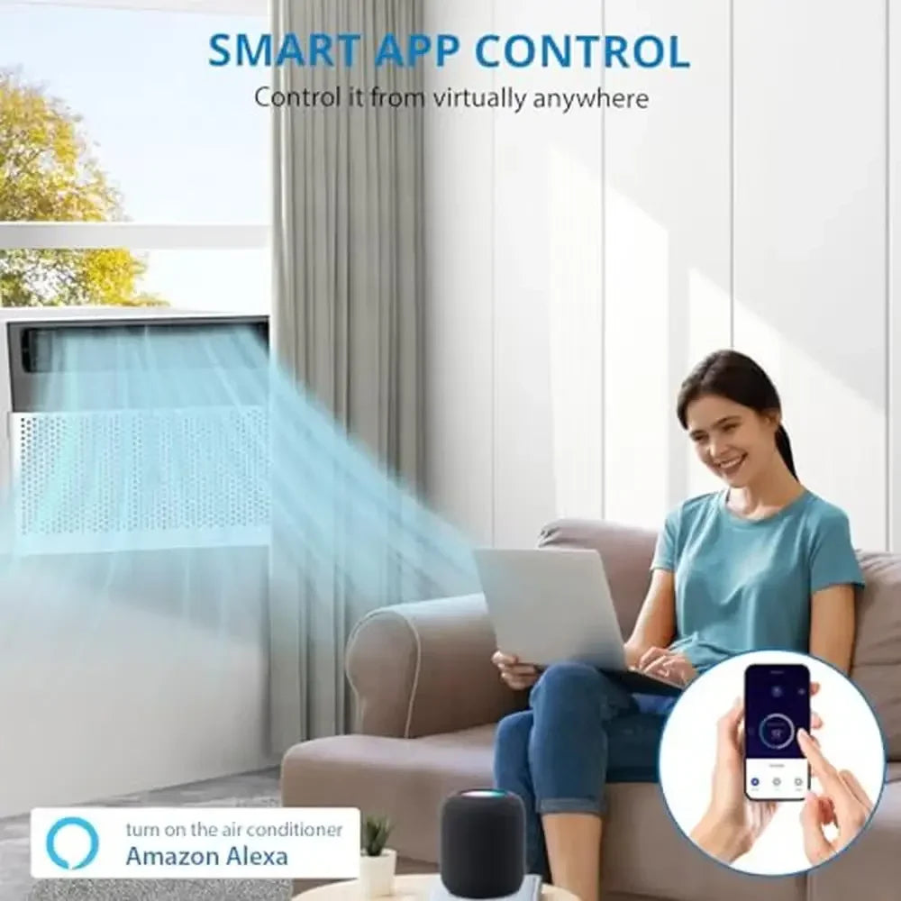 8000 BTU U Shaped Window AC Cools Up To 350 Sq Ft Quiet Energy Saving Remote