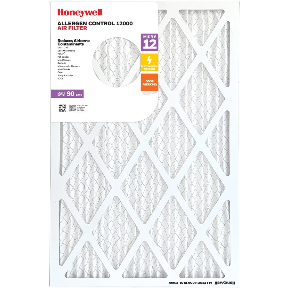 MERV 12 Pleated Air Filter 14x25x1 Odor Reducing HVAC Furnace Filter 4 Pack Allergen Control Dust Pollen Pet Dander