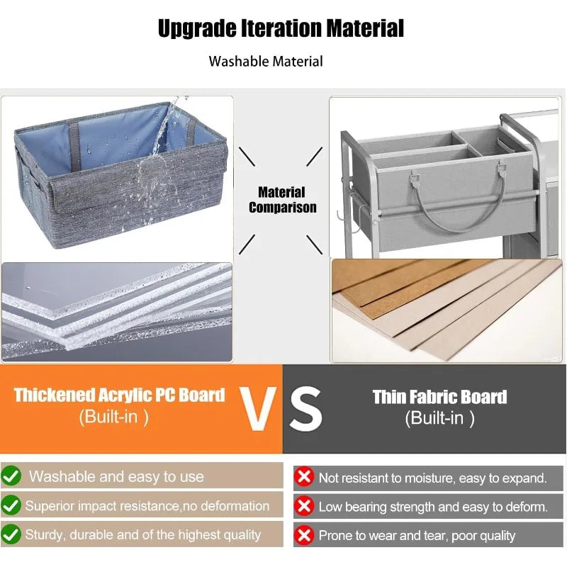 3 Tier Baby Diaper Caddy Organizer Storage Cart with 4 Plus 2 Dividers Mobile Metal Utility Cart with Rolling Wheels for Nursery Essentials