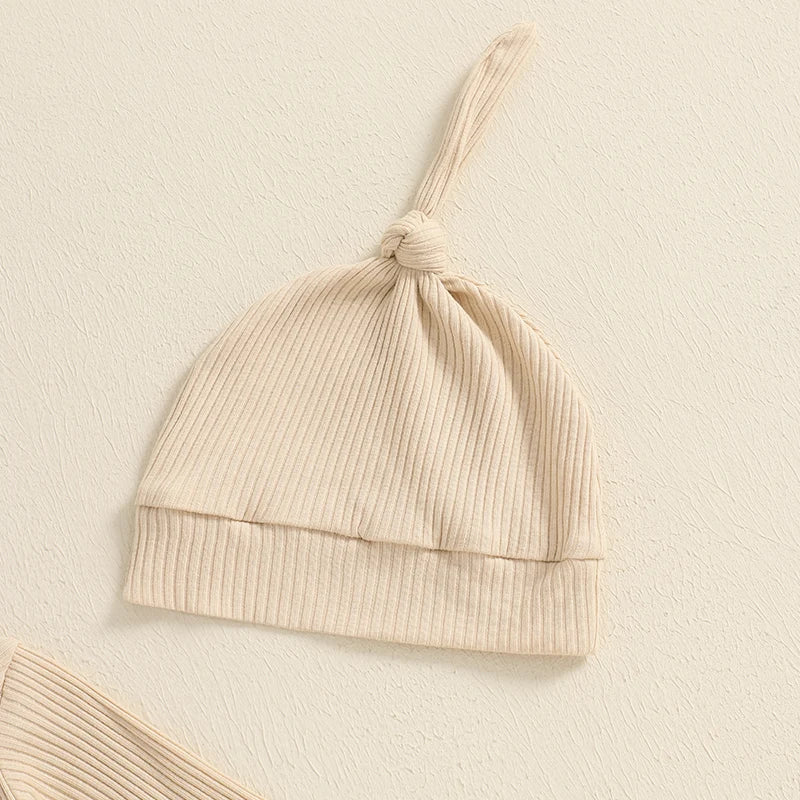 Baby Boy Ribbed Romper Rugby Letter Print Jumpsuit Hat